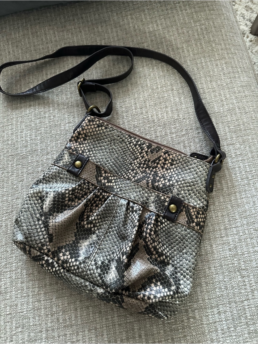 Style & Co. Snake-Print Crossbody Bag in Black and Tan